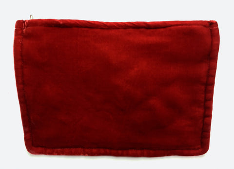 Scarlet Red Hand Dyed Silk Velvet Zipper Pouch