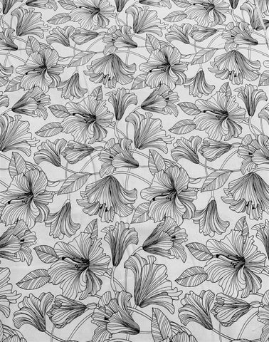 White/Black Hibiscus Toss - Simply Neutral 2 - by Deborah Edwards for Northcott Cotton Fabric