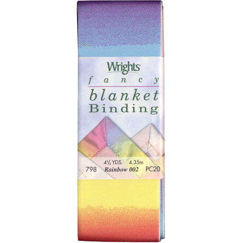 Wrights 117-798-002 Printed Single Fold Satin Blanket Binding, Rainbow, 4.75-Yard