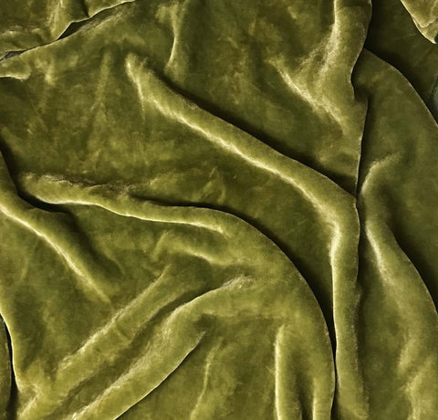 Yellow Green - Hand Dyed Silk Velvet