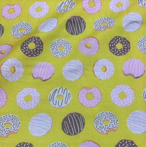 Donuts on Yellow - American Road Trip - by Jacqueline Colley for Figo Fabrics 100% Cotton Fabric